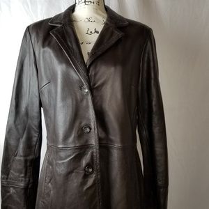 JONES NEW YORK GARK BROWN LEATHER SOFT JACKET  SZ